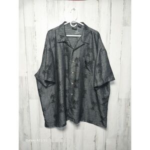 Falcon Bay Men's 3X Black Gray Hawaiian Shirt Palm Trees